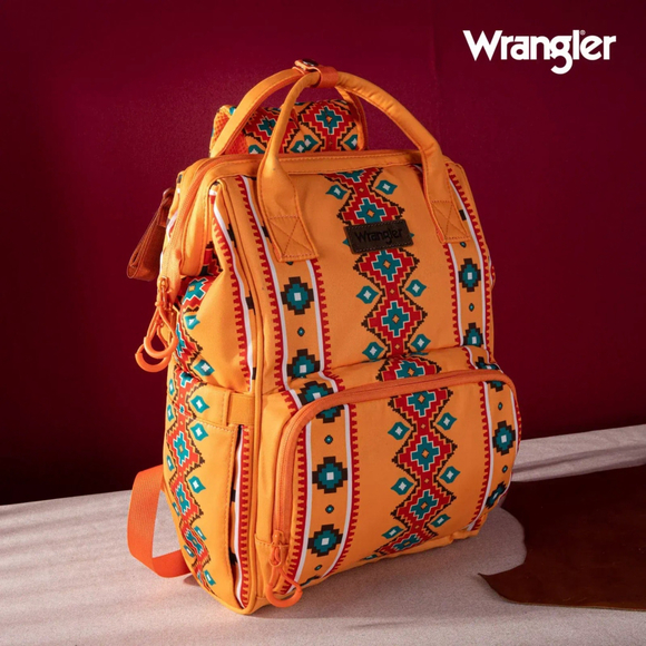Wrangler Handbags - Wrangler Aztec Printed Callie Backpack - Mustard